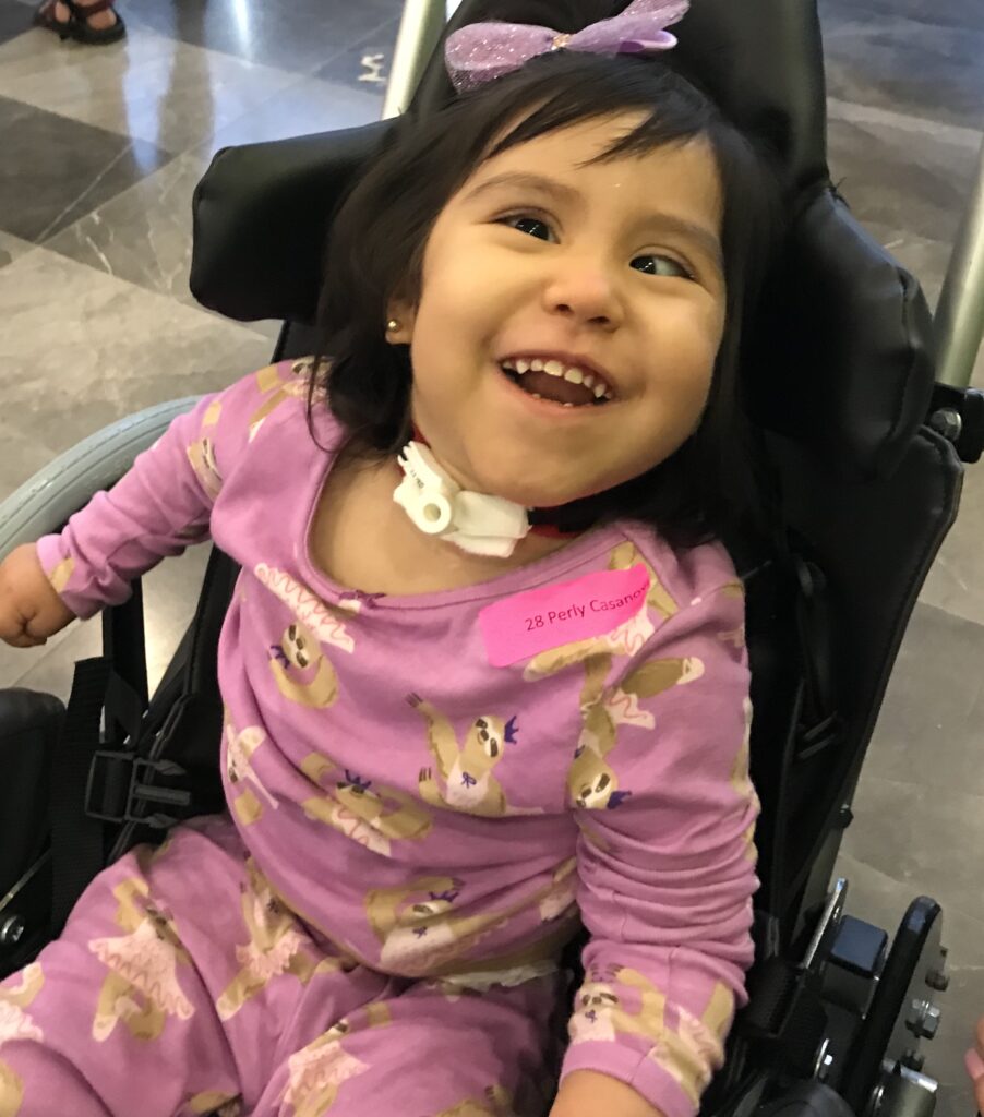 Girl in new wheelchair