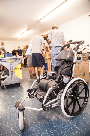 Students assembling wheelchairs